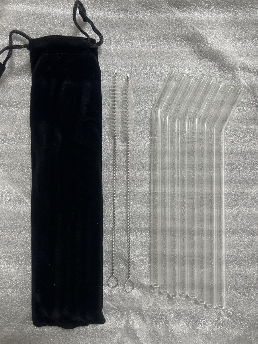 Glasstrohhalme 8er-Set, wiederverwendbar, mit Bürste & Beute – Bild 1