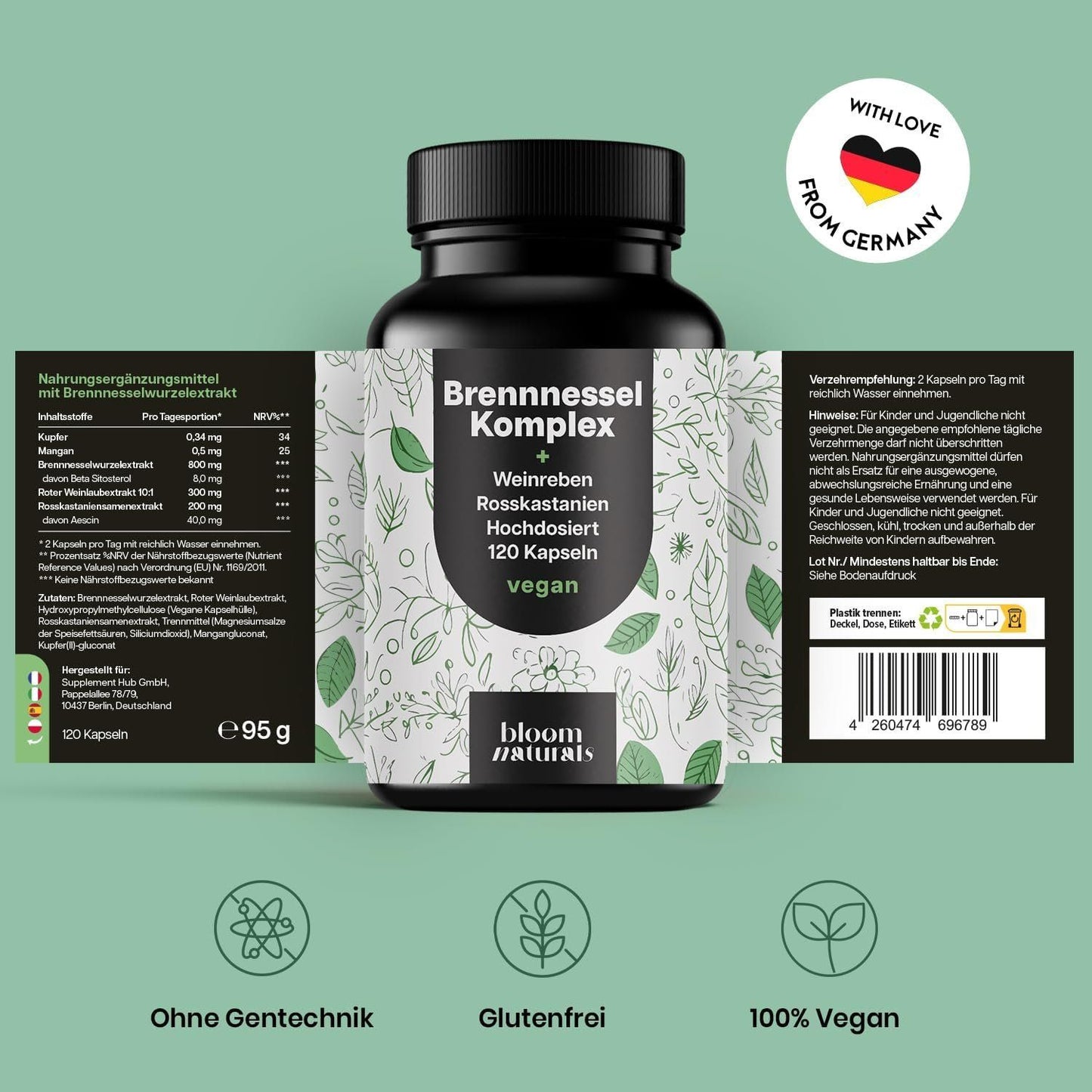 Brennnessel Kapseln – 120 Stück hochdosiert vegan – Bild 3