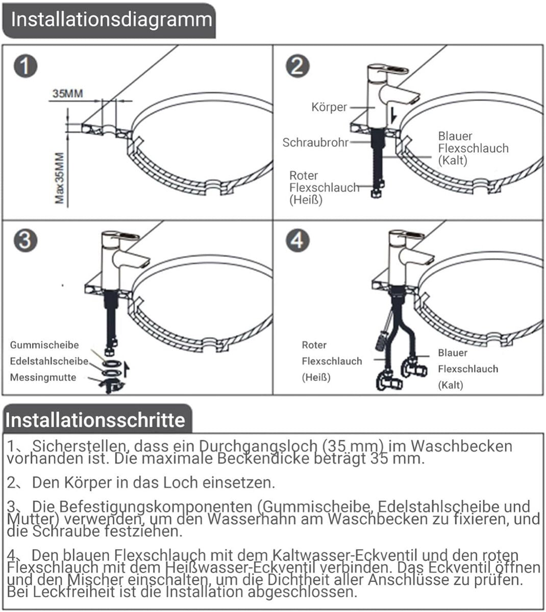 Moderne Waschbeckenarmatur mit ausziehbarer Brause – 2 Strah – Bild 5