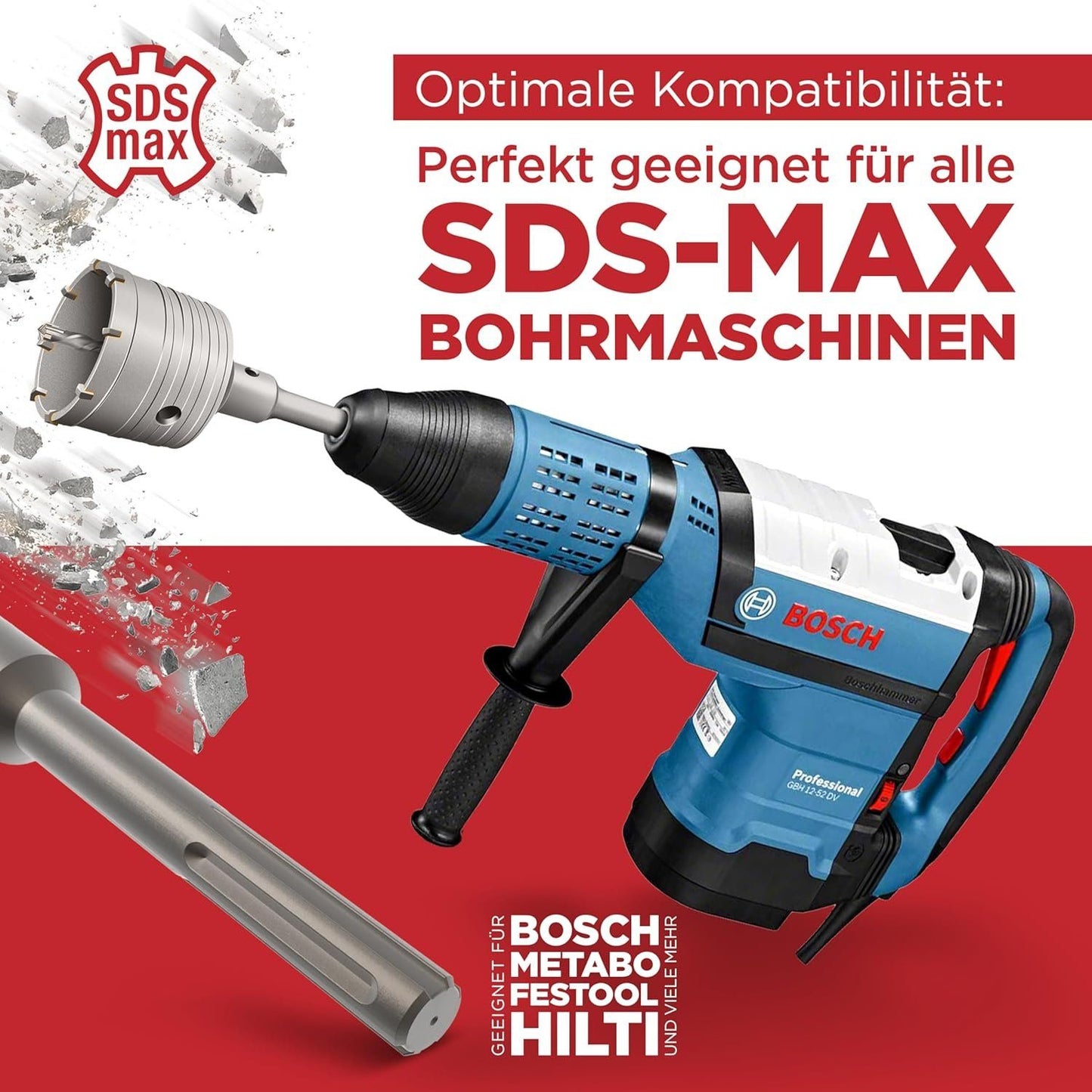 SDS MAX Bohrkrone 82mm Beton Mauerwerk – Bild 7