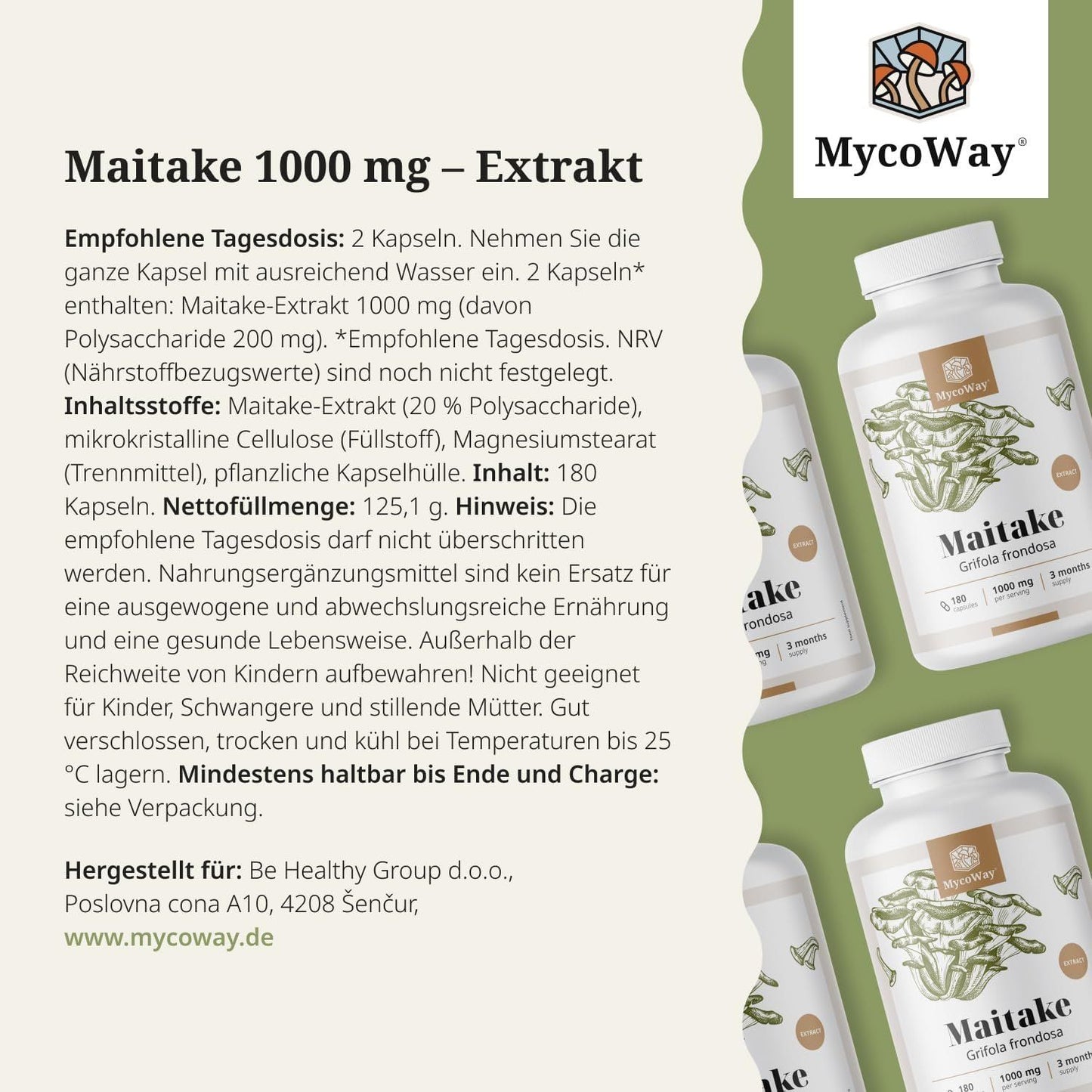 Maitake Extrakt 1000mg – 180 Kapseln hochdosiert vegan – Bild 3
