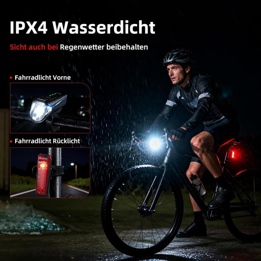 Fahrradlicht Set StVZO 100 Lux USB-C – Bild 2