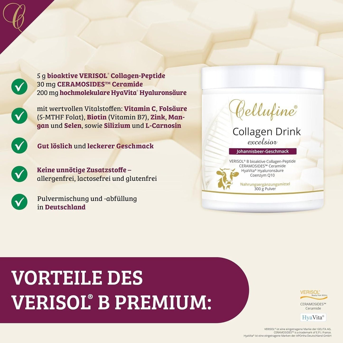 Cellufine Collagen Drink Verisol® Johannisbeere 300g – Bild 6