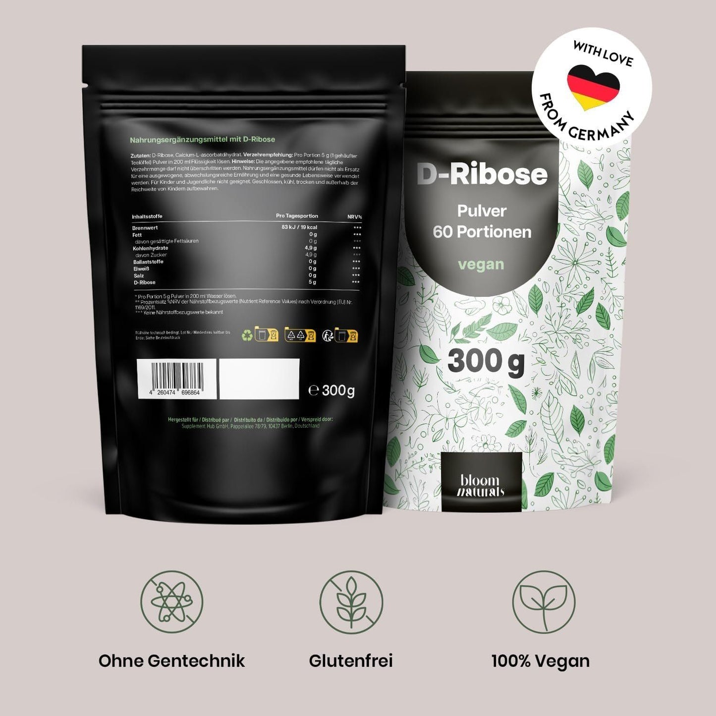 D-Ribose Pulver 300 g – Energie-Booster, vegan, Made in Germ – Bild 4