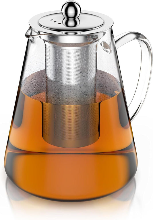 Glas Teekanne 1,2 L mit Edelstahlsieb hitzebeständig – Bild 2