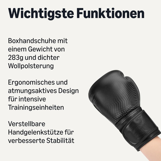 Boxhandschuhe 10oz Training MMA Muay Thai Schwarz – Bild 2