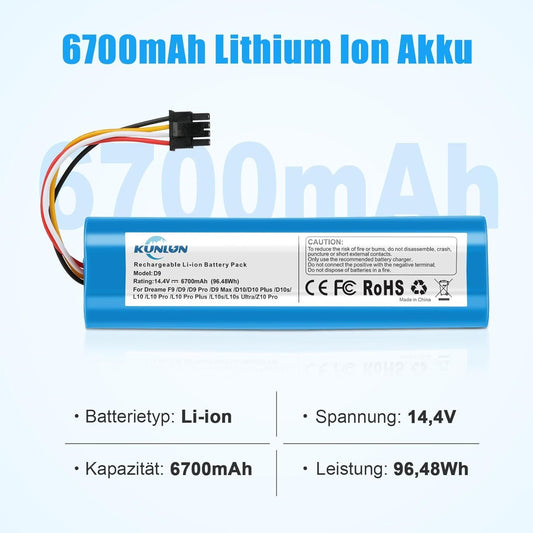 Akku 14.4V 6700mAh Dreame Xiaomi Roborock – Bild 2
