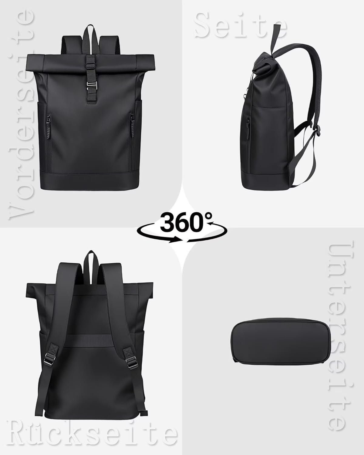 Rolltop Rucksack wasserdicht Laptop 16 Zoll – Bild 7