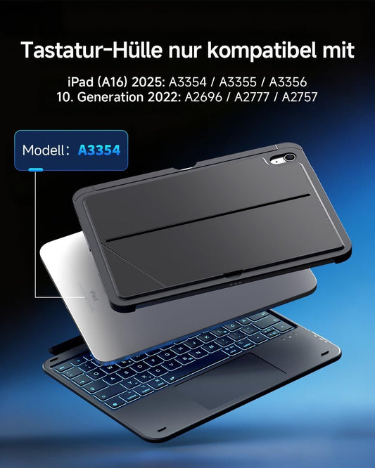CACOE iPad 10/11 Tastaturhülle QWERTZ Trackpad Grau – Bild 2