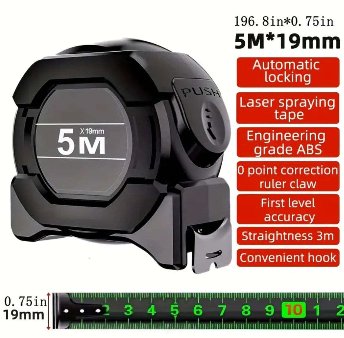 Massband Rollmass 5M mit automatischer Verriegelung – Bild 5