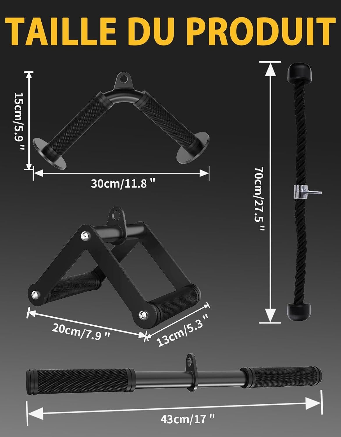 Kabelzug Griff Set Latzug Trizeps Fitness Zubehör – Bild 7