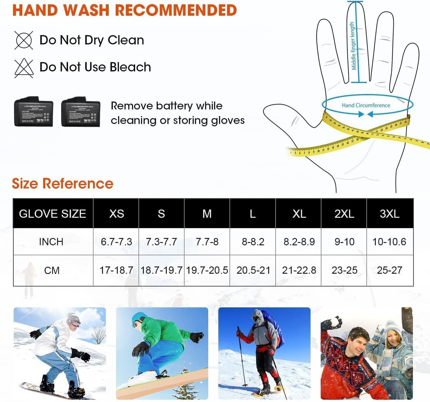 Beheizbare Ski Handschuhe elektrisch wasserdicht S – Bild 6