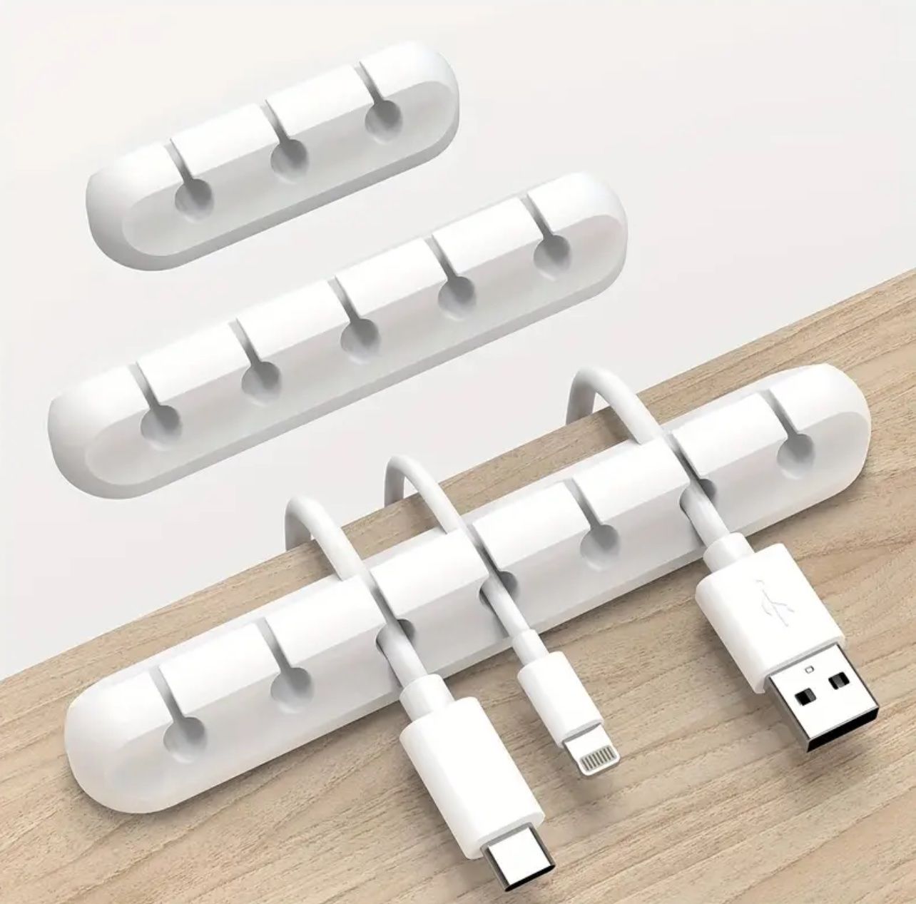 Kabelhalter Set weiss 3er 5er 7er – selbstklebend Büro – Bild 1