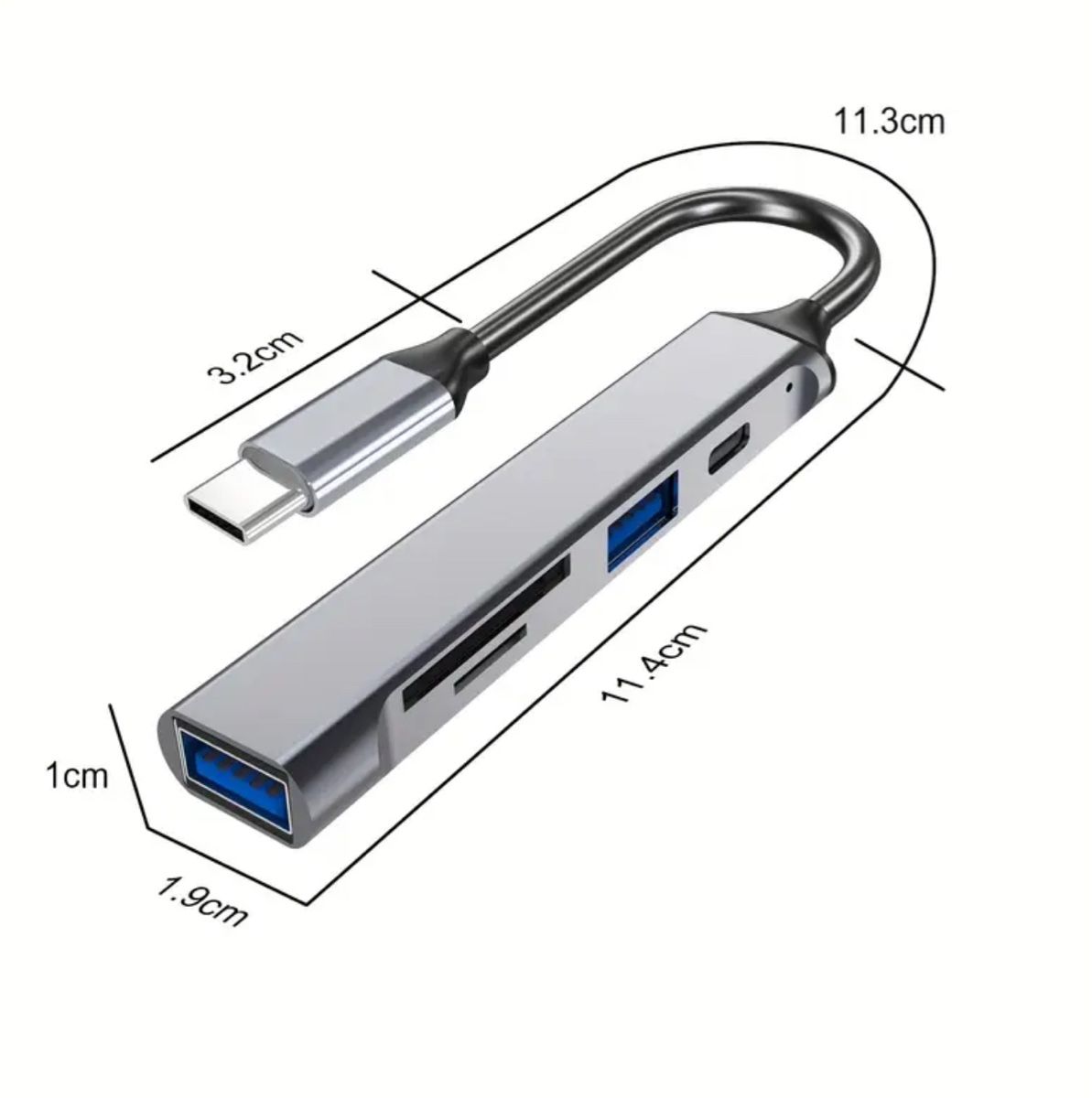USB-C Hub 5in1 – USB 3.0, Kartenleser, Typ-C PD – Bild 1