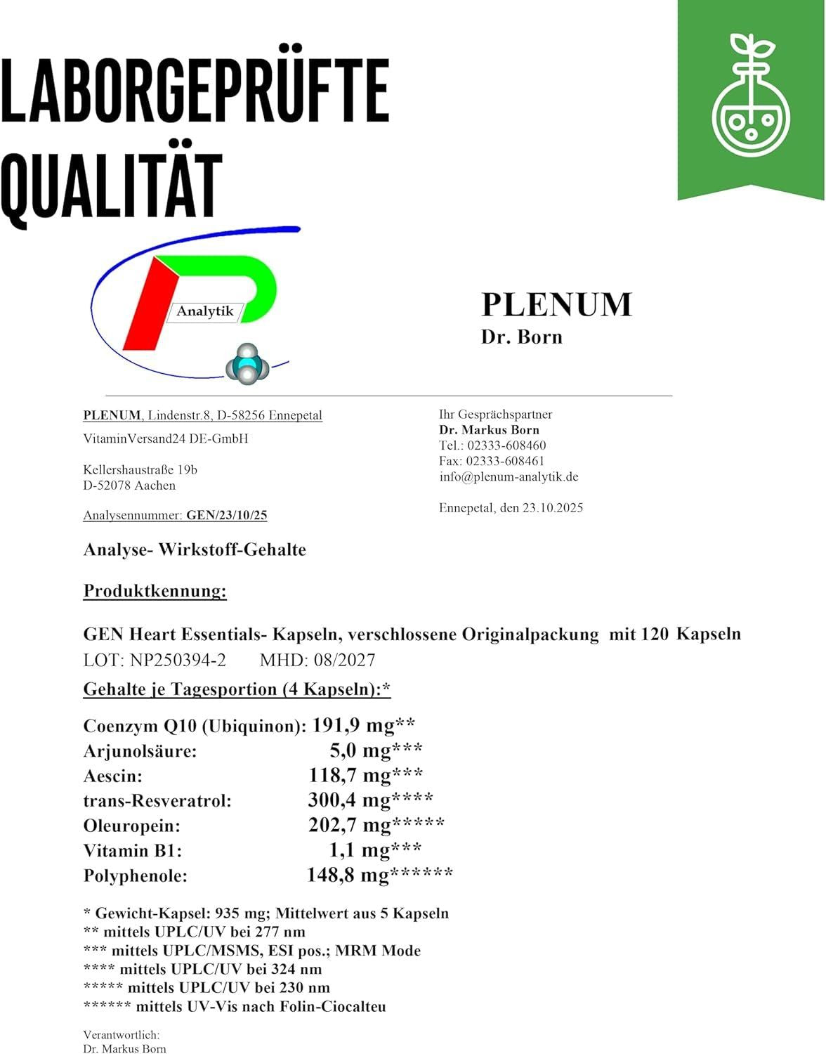 Herz Komplex Q10 + Arjuna + Bergamot – 120 Kapseln – Bild 7