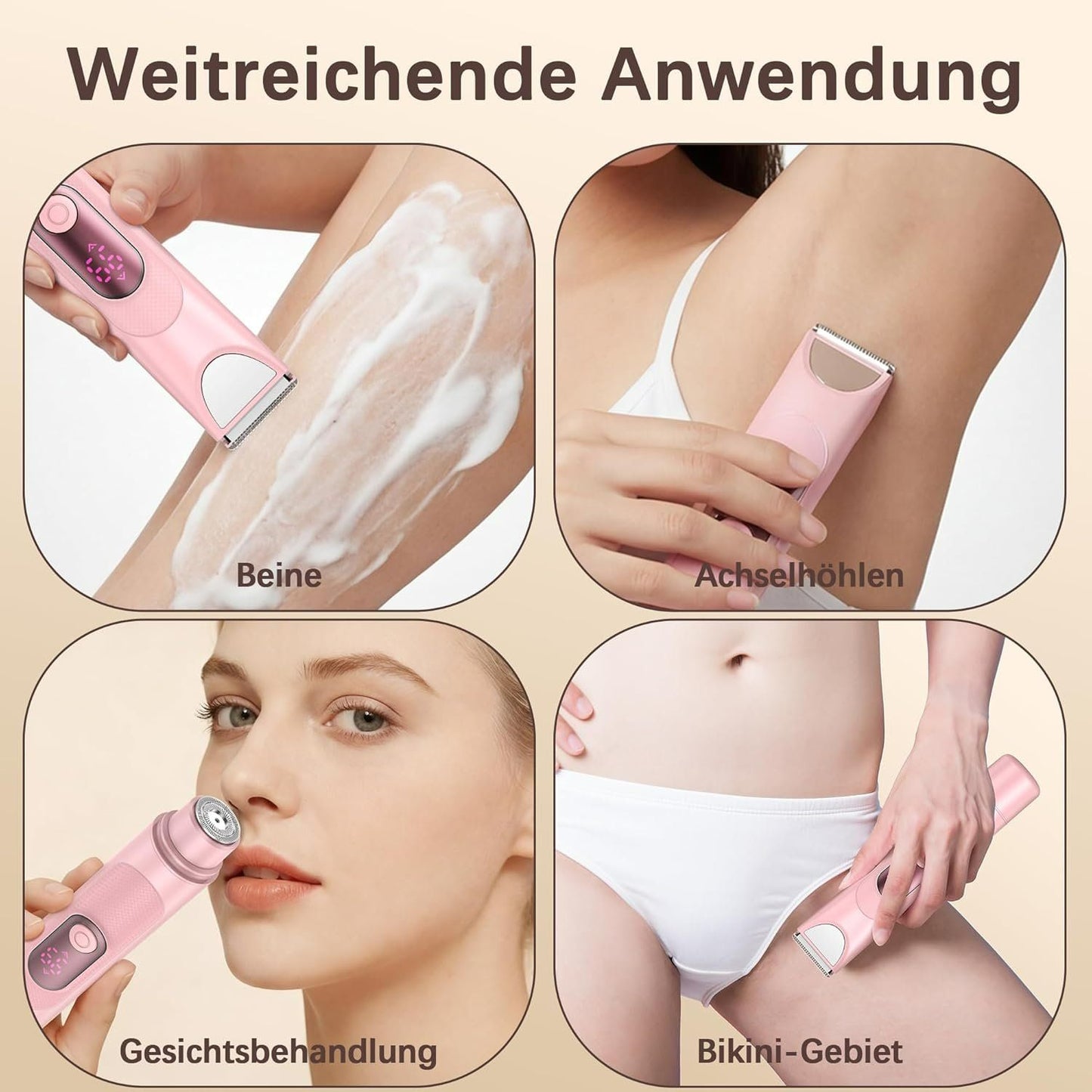 3-in-1 Damenrasierer Intimtrimmer Nass & Trocken Rosa – Bild 9