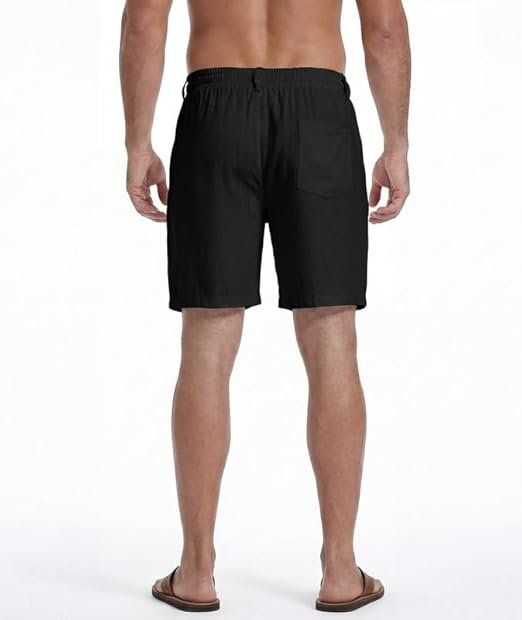 Elainone Herren Leinen Shorts Sommerhose Kurz mit Taschen – Bild 2
