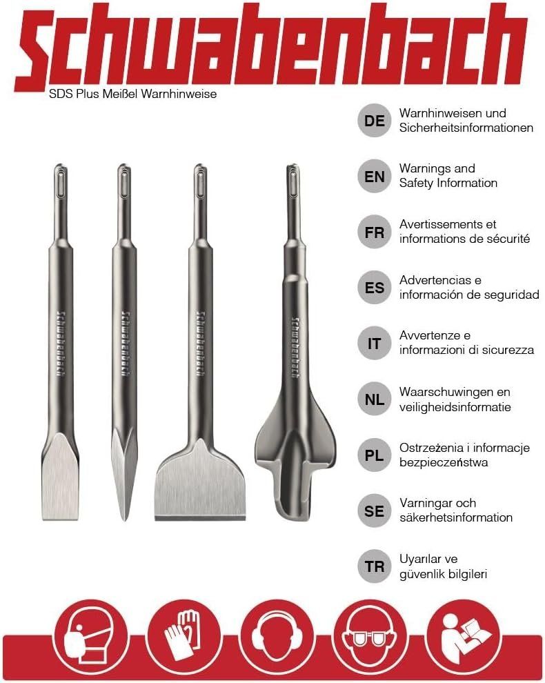 SDS Plus Meißel Set 3tlg 250mm Fliesen Beton – Bild 8