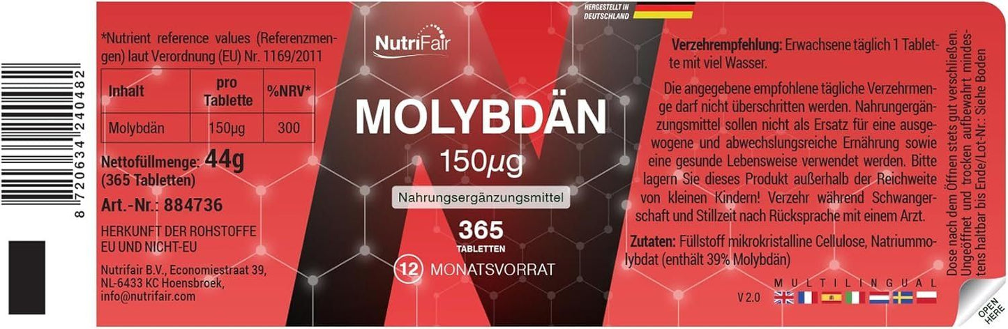 Molybdän 150 µg – 365 Tabletten vegan & laborgeprüft – Bild 6