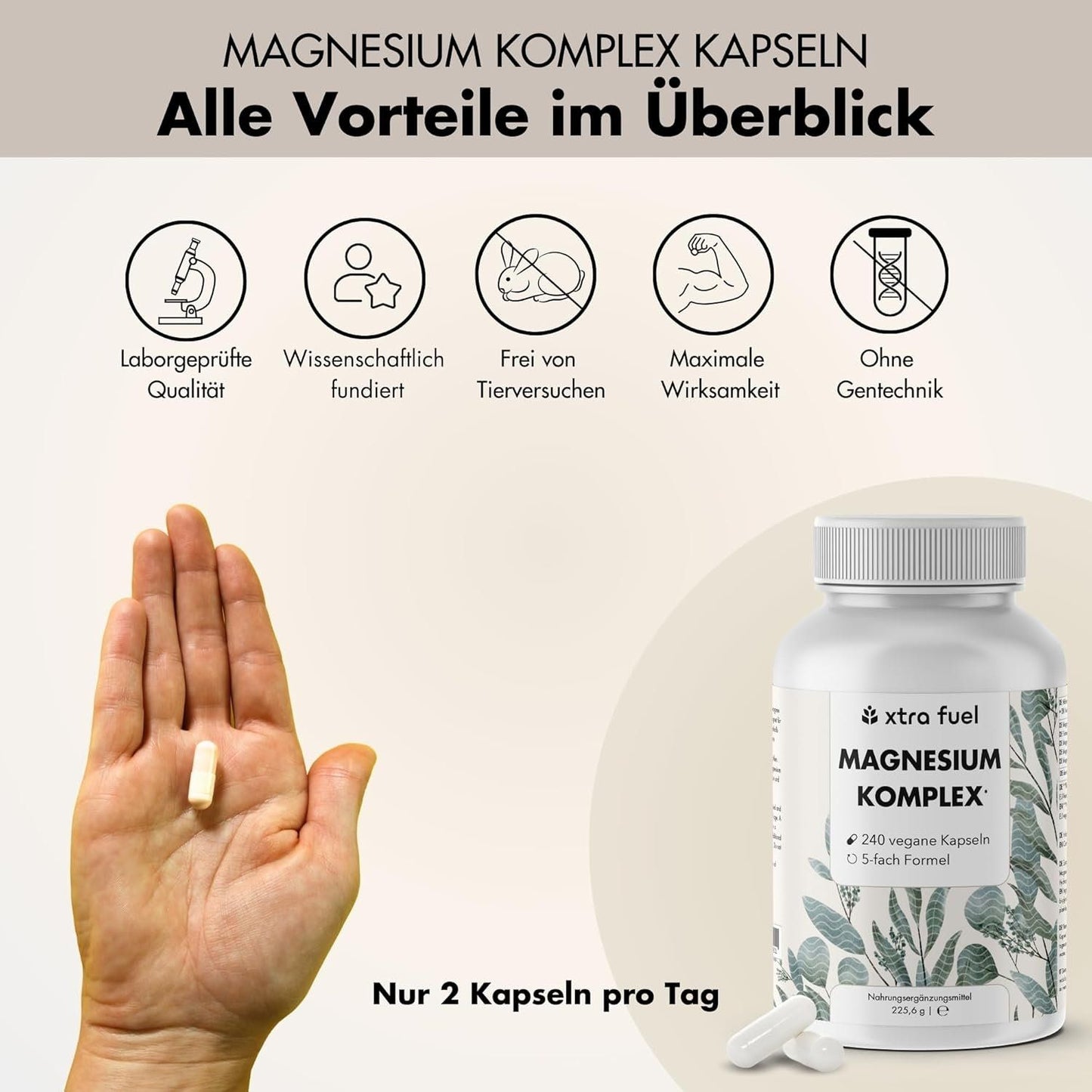 Magnesium Komplex 400 mg – 240 vegane Kapseln – Bild 8