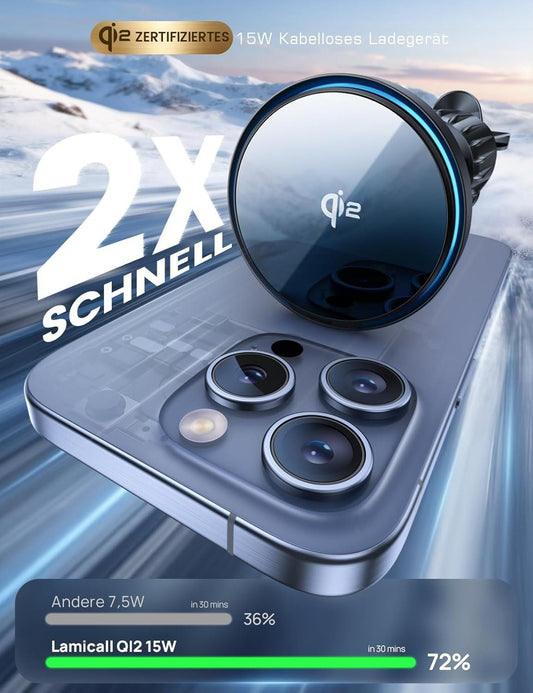 Lamicall Qi2 MagSafe Autohalterung 15W mit Lüfter – Bild 2