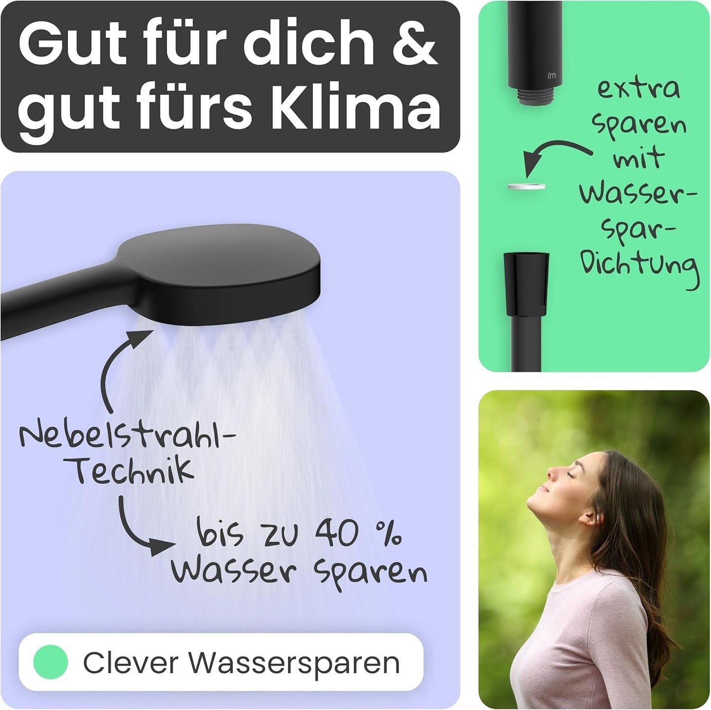 Regendusche mit Thermostat Schwarz Matt – Bild 9