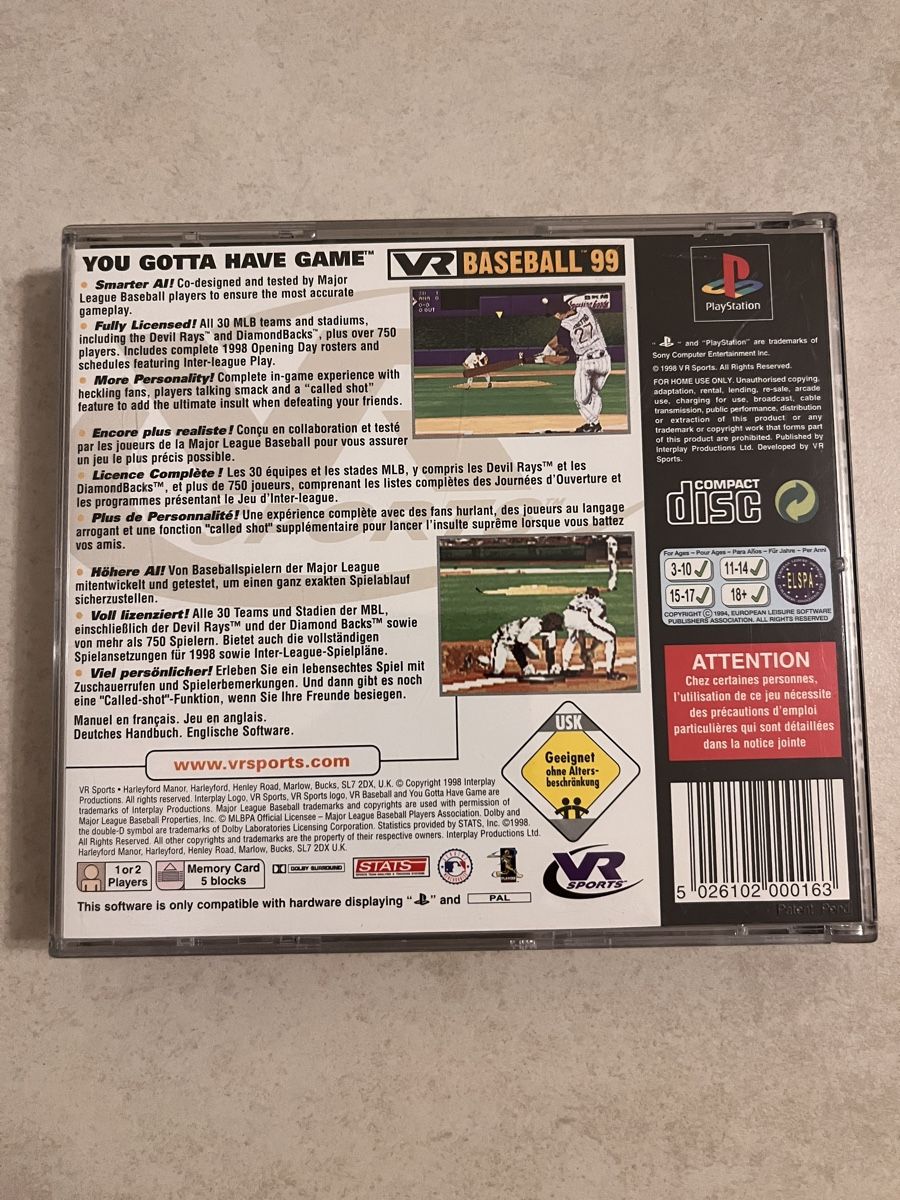 VR Baseball 99 / Sony Playstation 1 PSX