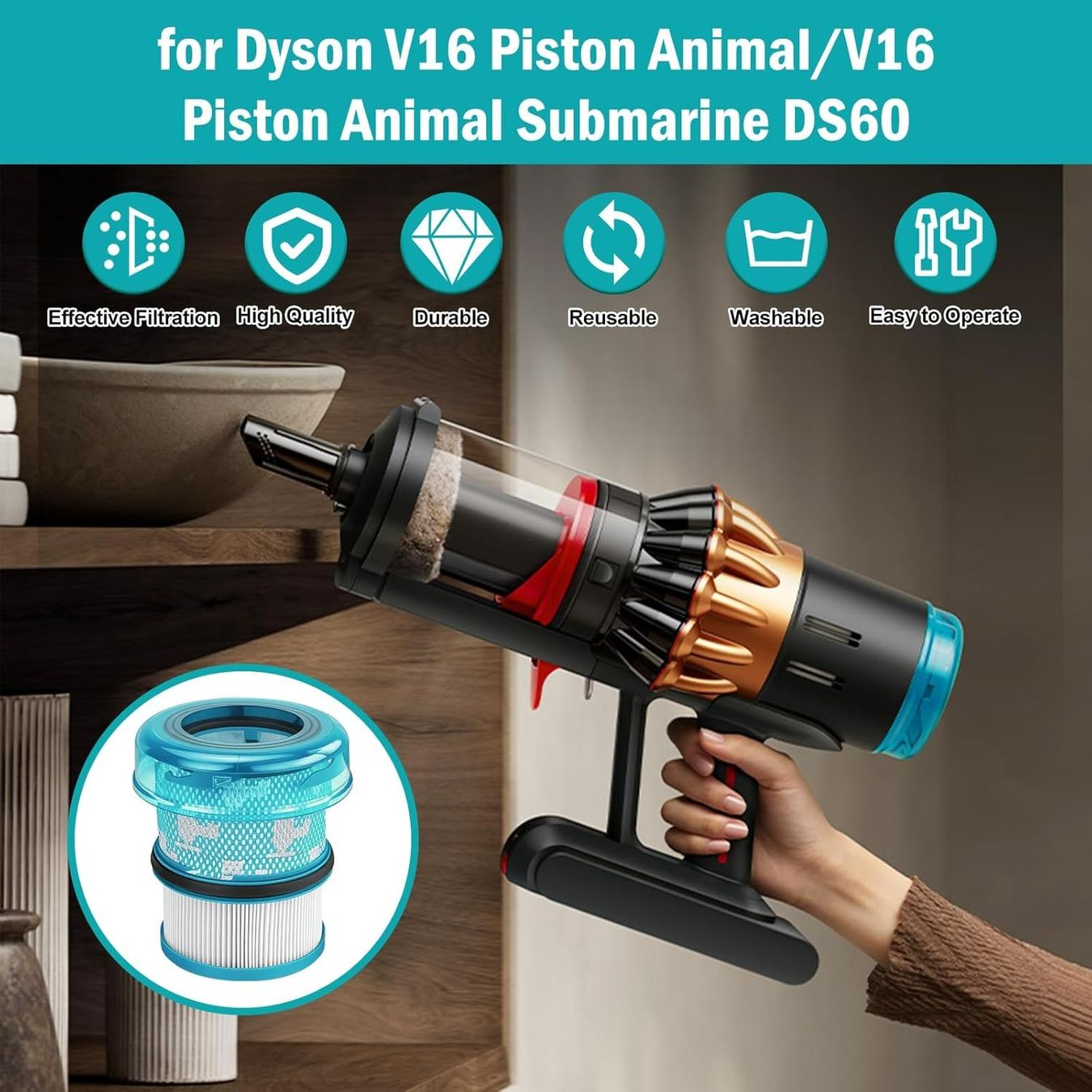 3x HEPA Filter für Dyson V16 Piston Animal DS60