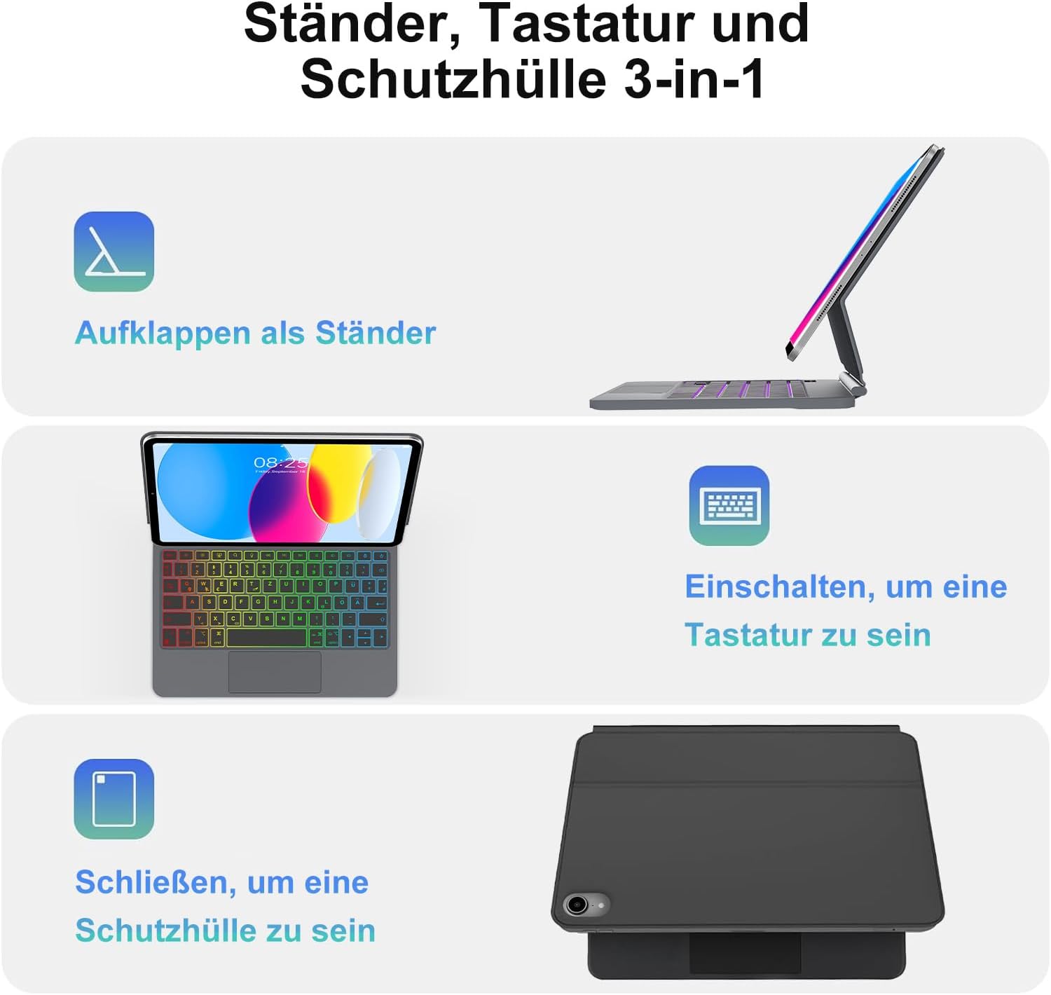 JADEMALL Magic Keyboard Hülle Funktionen