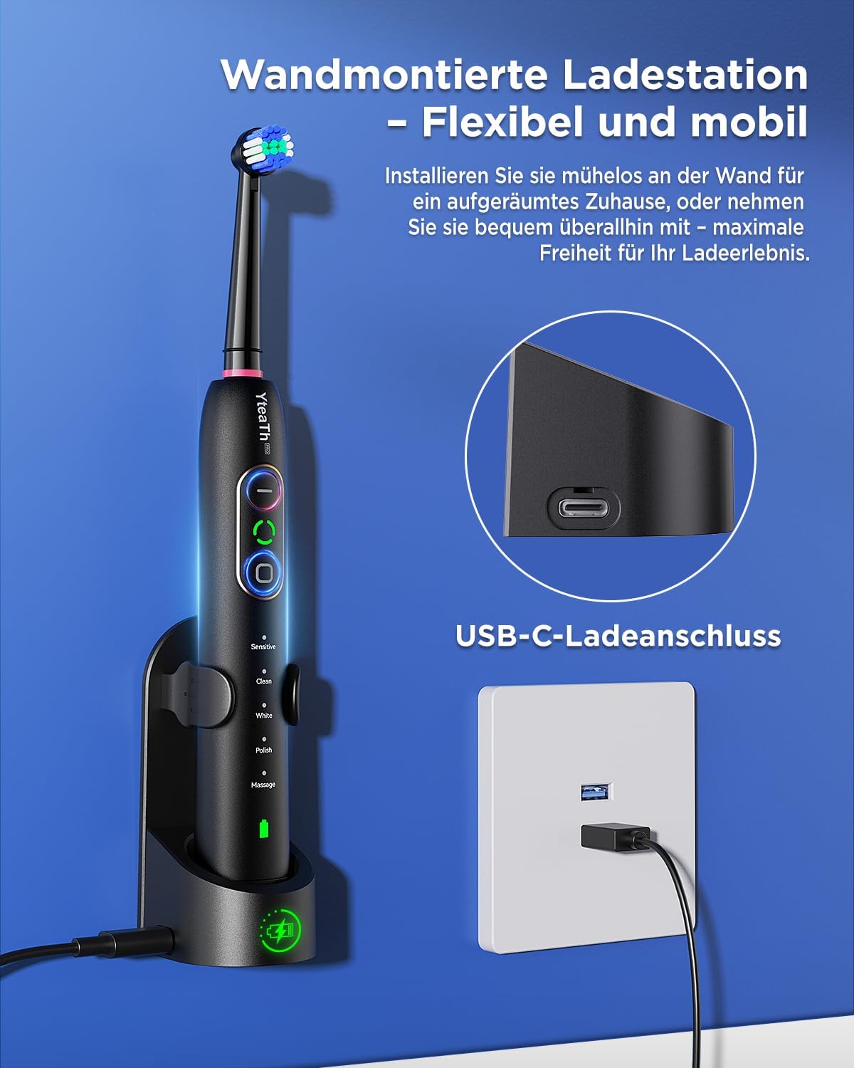 YTEATH PRO Elektrische Zahnbürsten Doppelpack