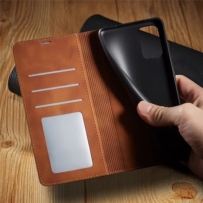 iPhone Leder Klapphülle Braun mit Kartenfach Magnet