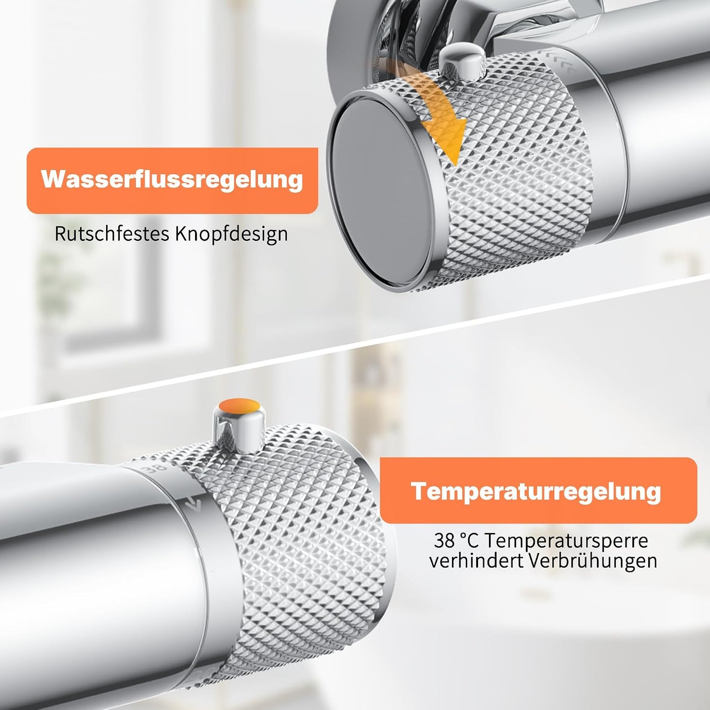 MENDIO Duschthermostat Chrom Aufputz