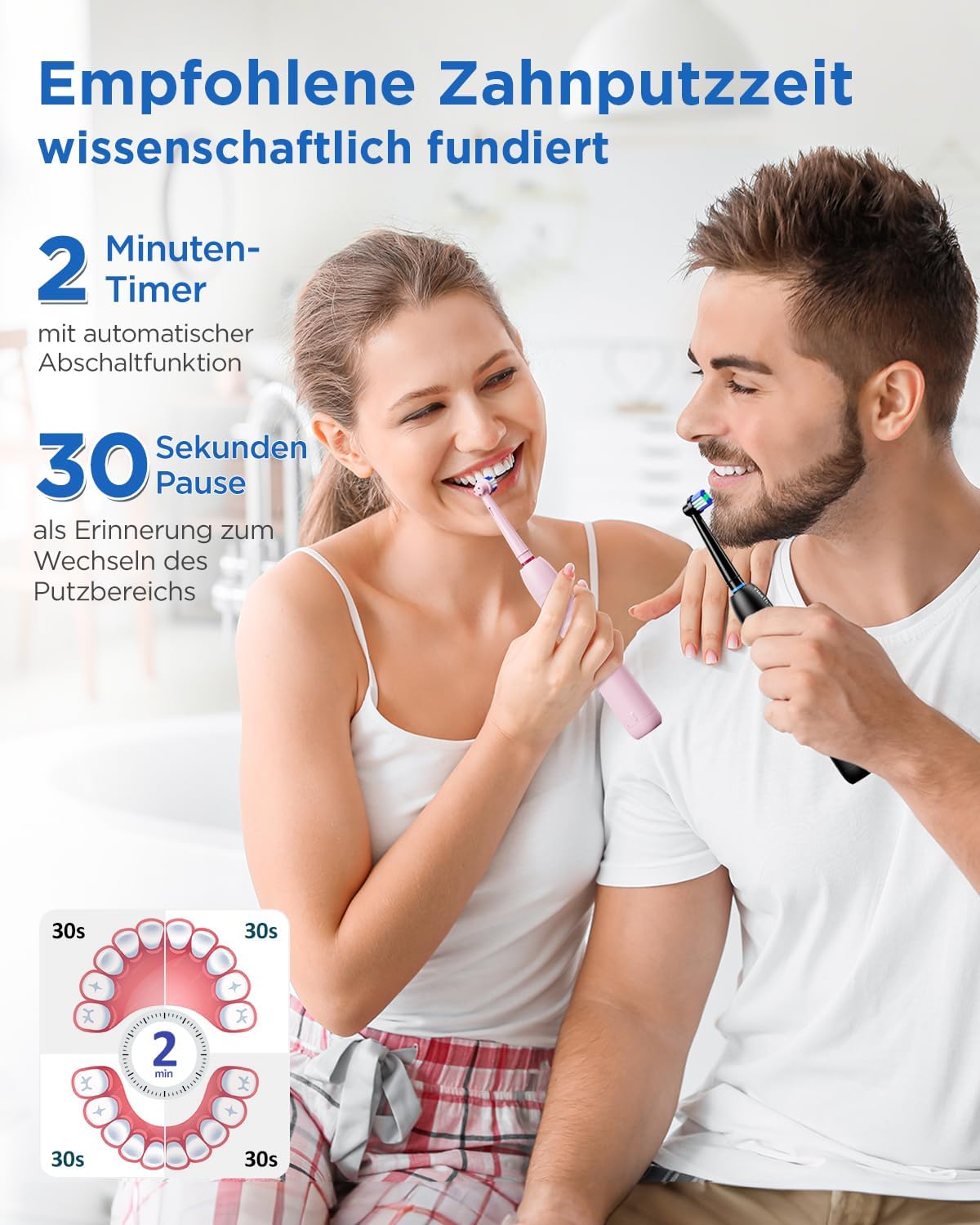 YTEATH PRO Elektrische Zahnbürsten Doppelpack