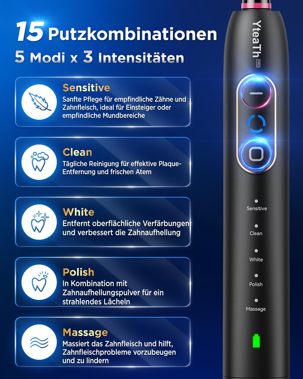 YTEATH PRO Elektrische Zahnbürsten Doppelpack