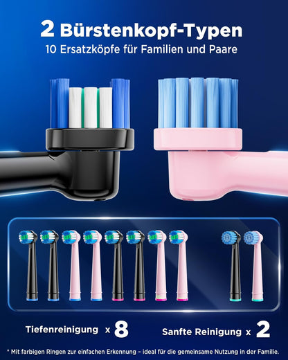 YTEATH PRO Elektrische Zahnbürsten Doppelpack