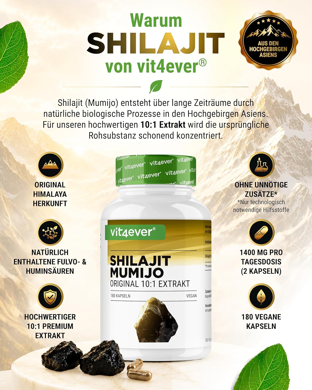 vit4ever Shilajit Kapseln Detailbild