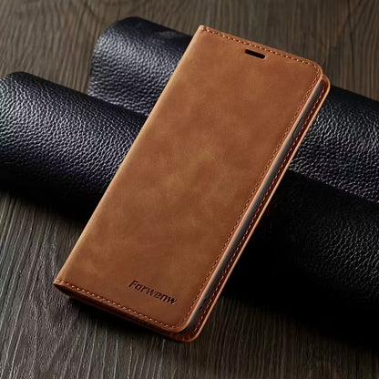 iPhone Leder Klapphülle Braun mit Kartenfach Magnet