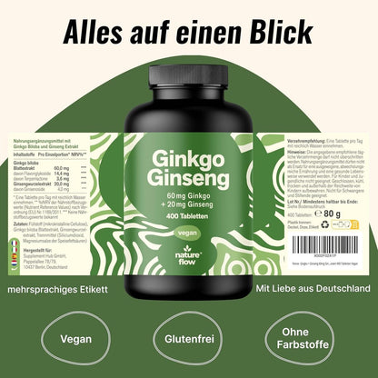 Ginkgo + Ginseng Tabletten 60 mg/20 mg – 400 Stk.