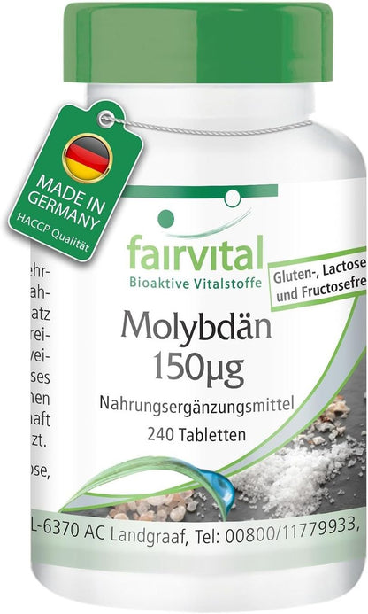 Molybdän 150 µg vegan – 240 Tabletten Made in Germany