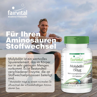 Molybdän 150 µg vegan – 240 Tabletten Made in Germany