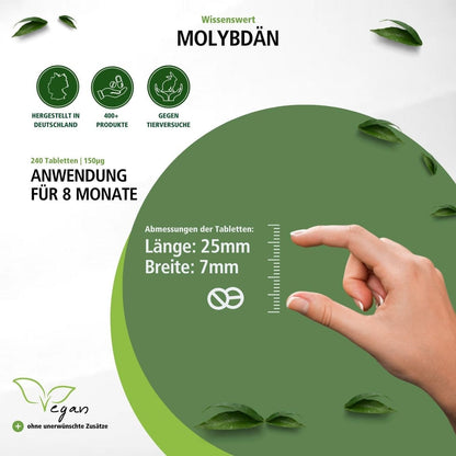 Molybdän 150 µg vegan – 240 Tabletten Made in Germany