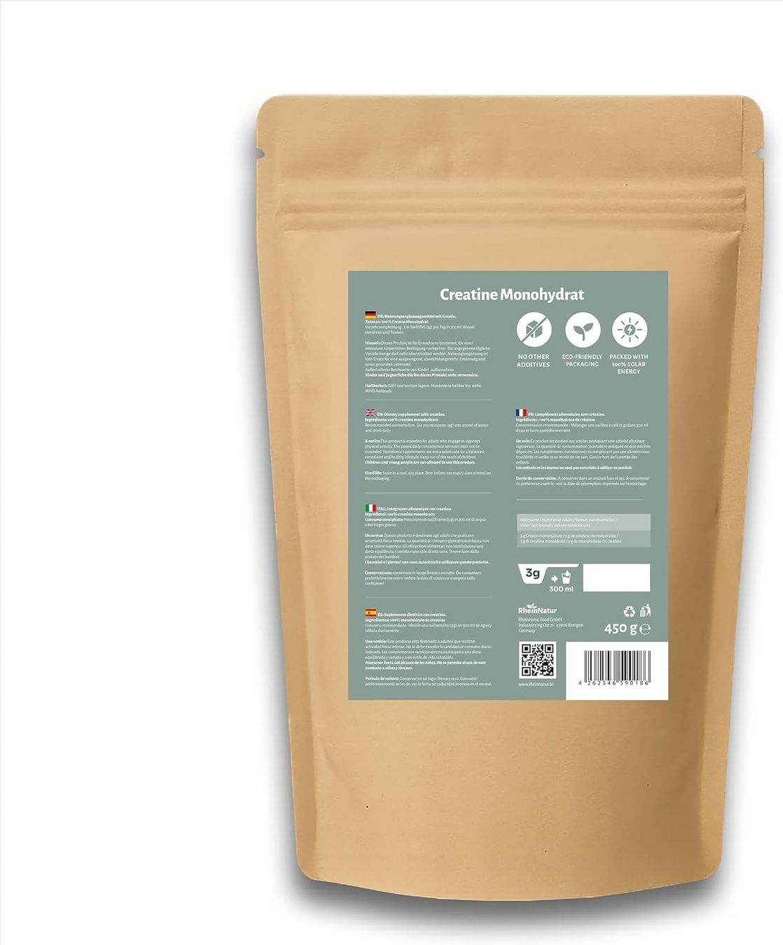 Creatin Monohydrat 450g Pulver Kraft & Leistung