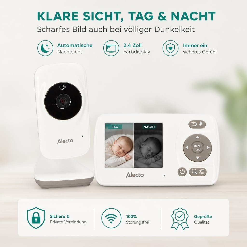 Alecto Babyphone mit Kamera und 2.4 Zoll Monitor