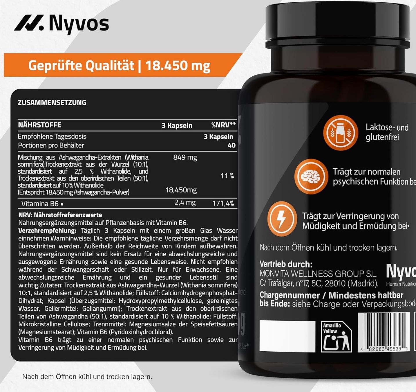 Ashwagandha Plus 18.450mg 120 Kapseln vegan