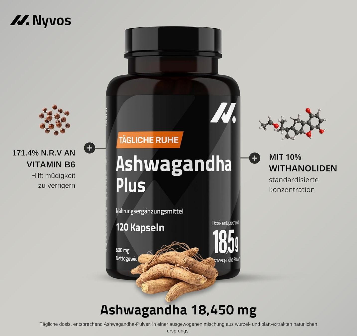 Ashwagandha Plus 18.450mg 120 Kapseln vegan