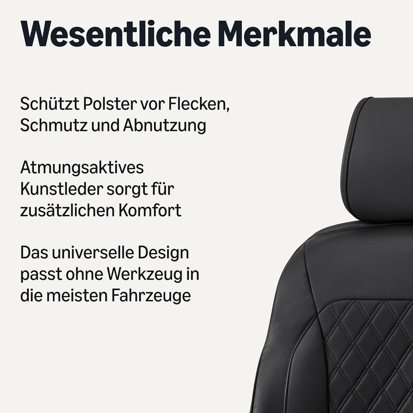 Autositzbezüge Kunstleder schwarz 2er-Pack