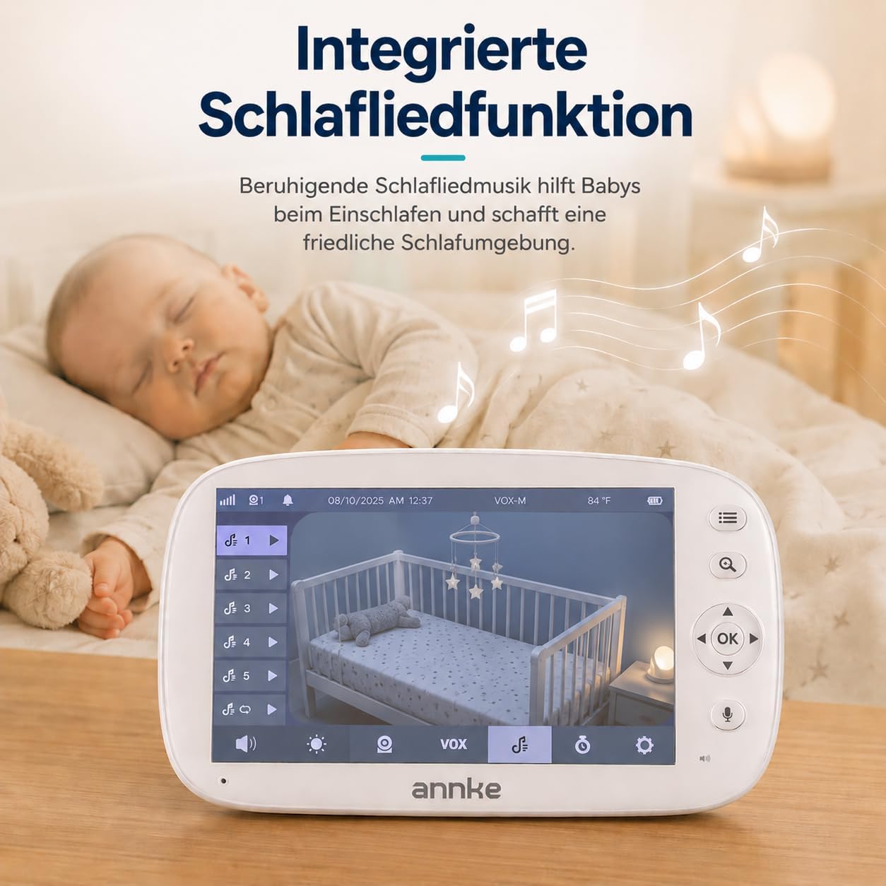 Babyphone 5 Zoll Monitor PTZ Kamera