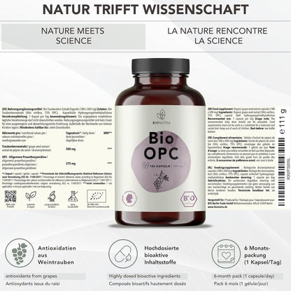 Bio OPC 500 mg 180 Kapseln Traubenkernextrakt