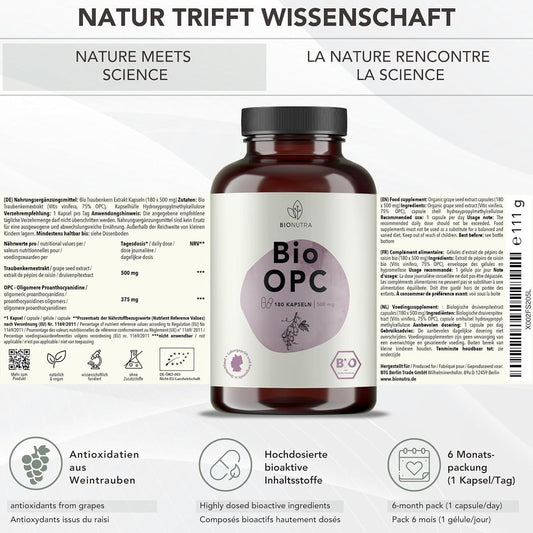 Bio OPC 500 mg 180 Kapseln Traubenkernextrakt