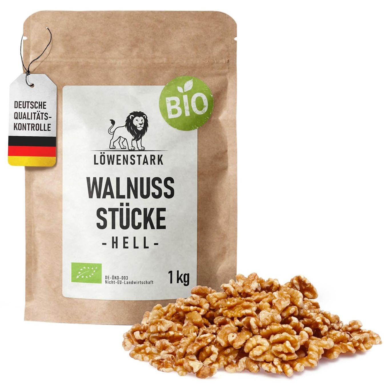 Bio Walnussstücke hell 1 kg Löwenstark